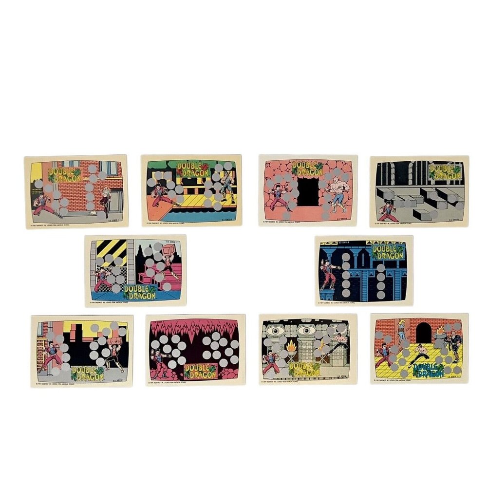 Nintendo DOUBLE DRAGON 1989 Topps Scratch-Off Tip Cards Full Set 1-10
